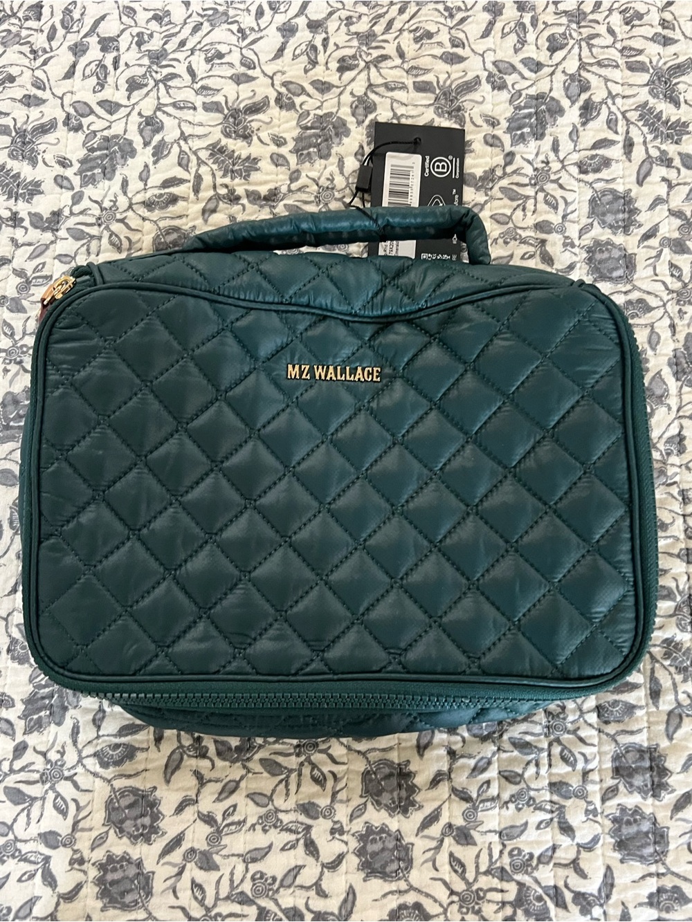 NWT MZ Wallace Quilted Emerald Cosmetic Case